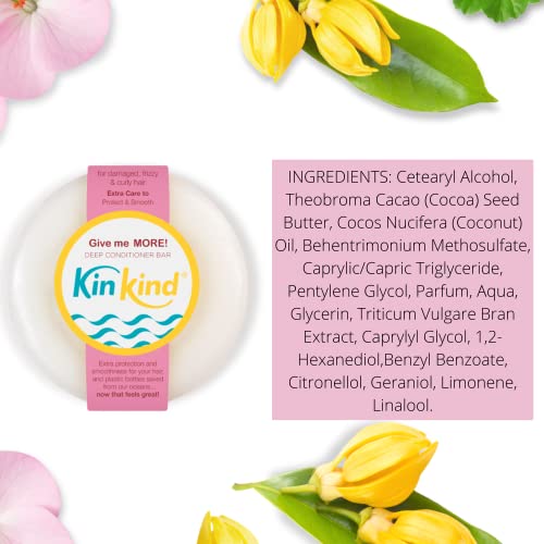 KinKind Deep Conditioner Bar. Give me MORE! Hair Conditioner Bar with Extra Care & Protection for Curly Damaged & Frizzy hair. Ideal Curly Hair and Leave-In Conditioning. Vegan. UK made. 50 washes - Image 2