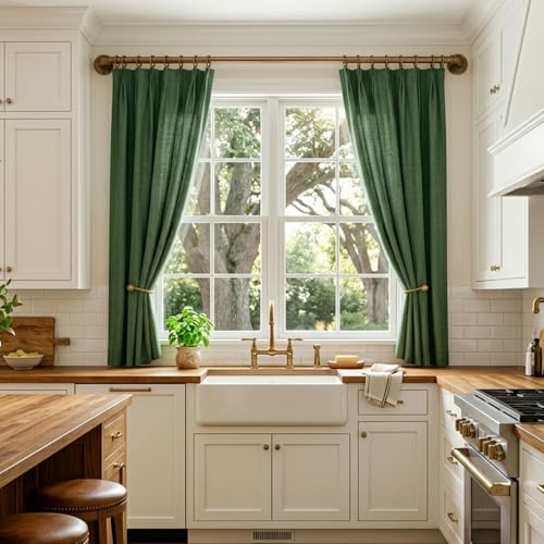 Brass Industrial Pipe Curtain Rod 18 to 120 Inch,1 Inch Diameter Adjustable Wrap Around Curtain Rod,Metal Window Treatment Rods,Ideal as Your Kitchen,Bedroom,Outdoor Patio Etc - image 8