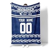 ANTKING Indianapolis Throw Blanket Custom Name and Number Blanket for Men Women Boy Gifts