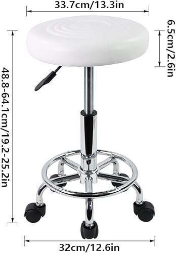 Miniatura 10 de KKTONER Taburete redondo moderno de piel sintética con reposapiés altura ajustable spa sala de redacción tatuaje trabajo masajes silla de tarea