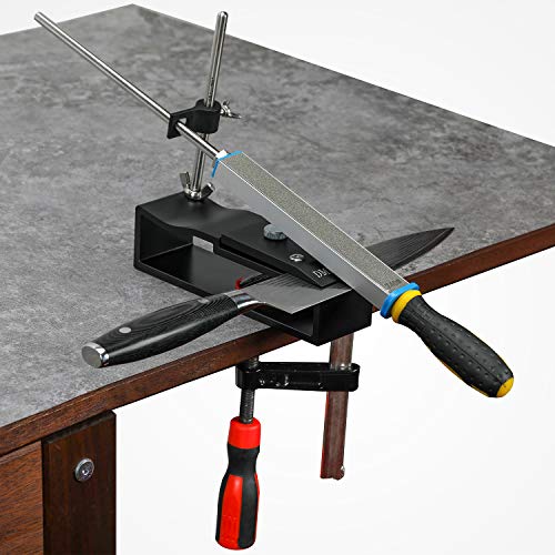 | DMD TOOLS Professional Fix Angle Knife sharpener | Guide Sharpening System | Pro Sharpening Tool | Sharpening Kit | Aluminum Body With 4 Grit Sharpening Stone