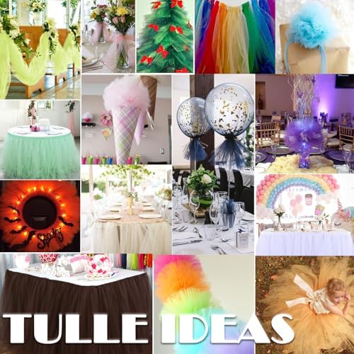 White Tulle Fabric Rolls 6 Inch by 100 Yards (300 feet) Fabric Spool Tulle Ribbon for DIY White Tutu Bow Baby Shower Birthday Party Wedding Decorations Christmas Gift Wrapping Craft Supplies - 5