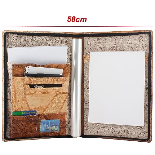 Image of Professional PU Leather Multipurpose B4 Size Document Holder 20 Leafs Zipper File Folder Organizer for Certificates, Marksheets, Degrees, Interview Portfolio, Important Documents (Beige-Brown)