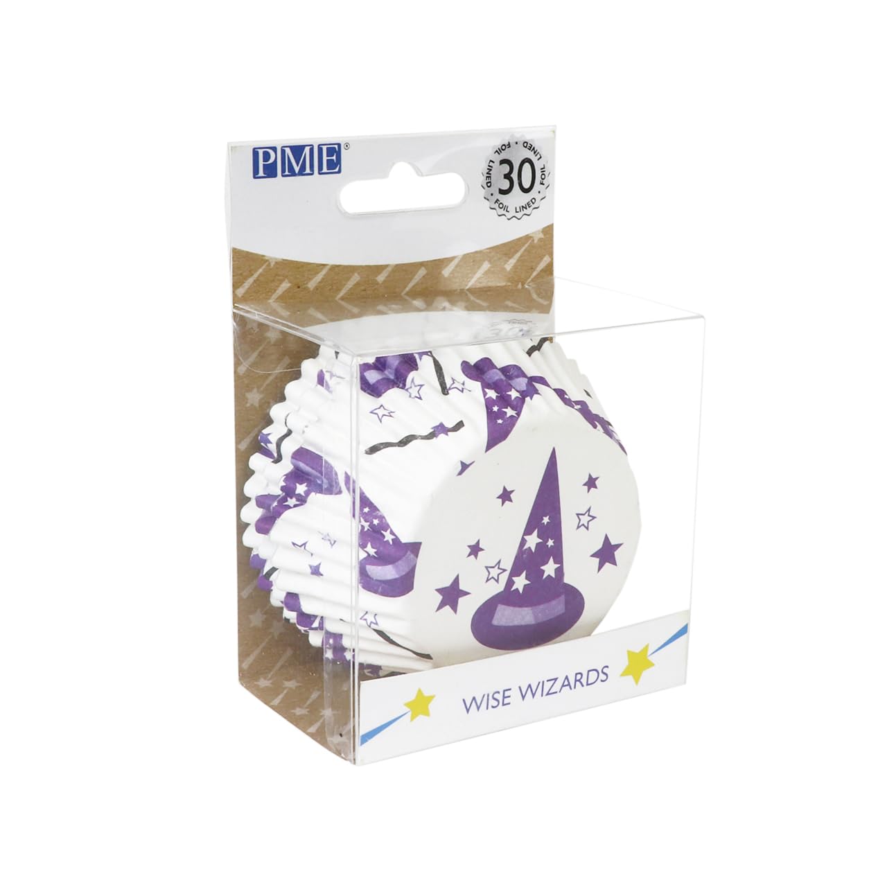 PME Halloween Foil-Lined Cupcake Cases - Wise Wizards (Pack of 30), White, Purple