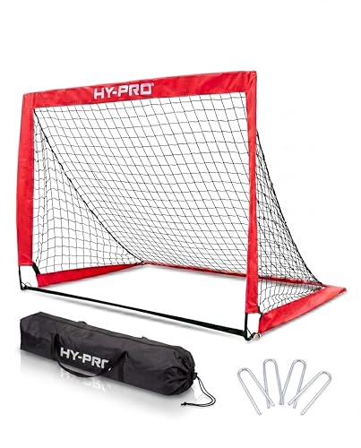 Hy-Pro 4ft x 3ft Pop Up Flexi Football Goal Portable Net with Carry Bag All-Weather Design Durable & Secure Football Training Equipment Foldable Mini Goal for Garden Park & Indoor Use