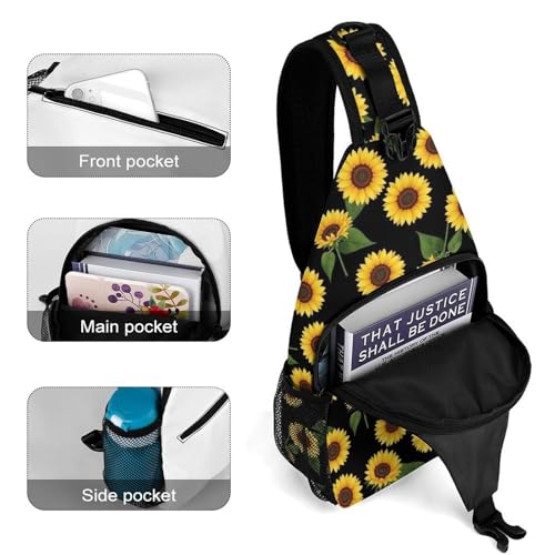 Multipurpose Shoulder Sling Floral Sunflower Women Men Unisex, Durable Polyester Daypack Gym Running Shopping Daily Use4