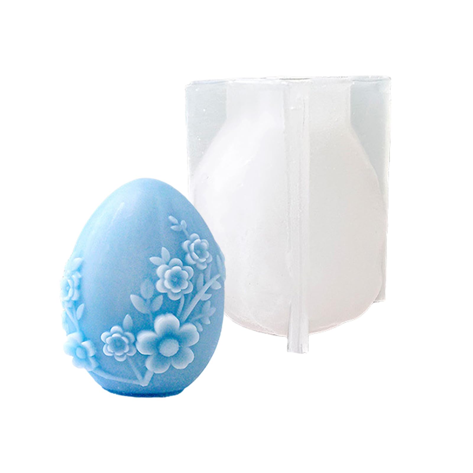 hogtnd Embossed Flower Eggs Silicone Mould for Easter Candles, Silicone Mould for Resin Casting, Candle, Soap, Chocolate, Cake, Baking, Party Decoration