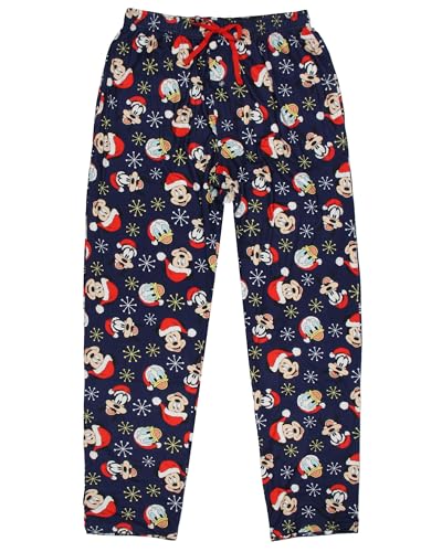 Disney Men's Mickey and Friends Santa Hat AOP Holiday Design Adult Lounge Sleep Pajama Pants with Elastic Waistband3