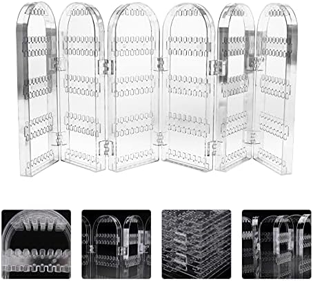 Holibanna Folding Earring Holder and Jewelry Organizer 360 Holes 5 Tiers 6 Doors Foldable Jewelry Rack Display Stand for Necklaces Earrings Piercings Women Transparent