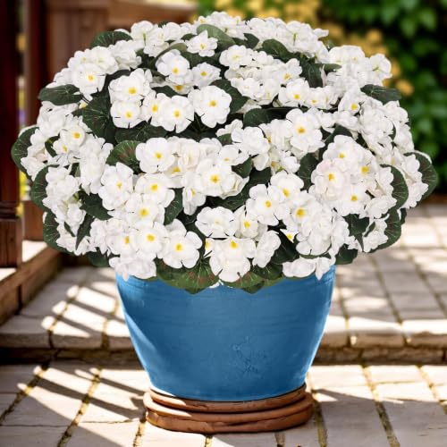 LetuoClips Artificial Geranium Flowers for Outdoors Decoration,6 Bundles Silk White Flower UV Resistant Fake Plants for Front Garden Porch Planter Patio Balcony Yard Indoor Home - image 1