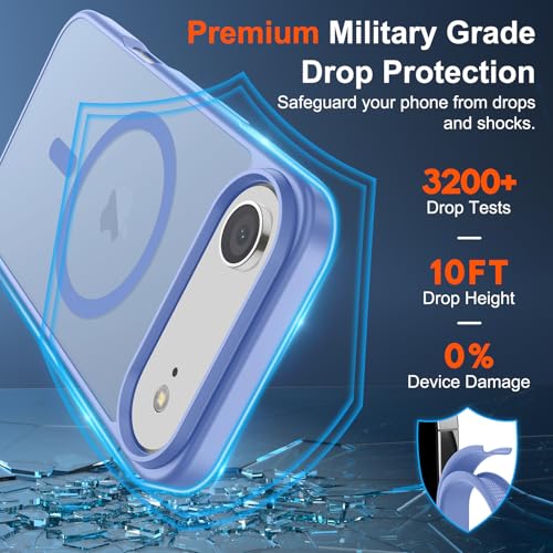 Image of SUPFINE Magnetic for iPhone Air Case (Compatible with MagSafe)(Military Grade Drop Protection) Slim Translucent Matte Shockproof with Anti-Fingerprint Phone Cover for 17 Air,Blue Purple