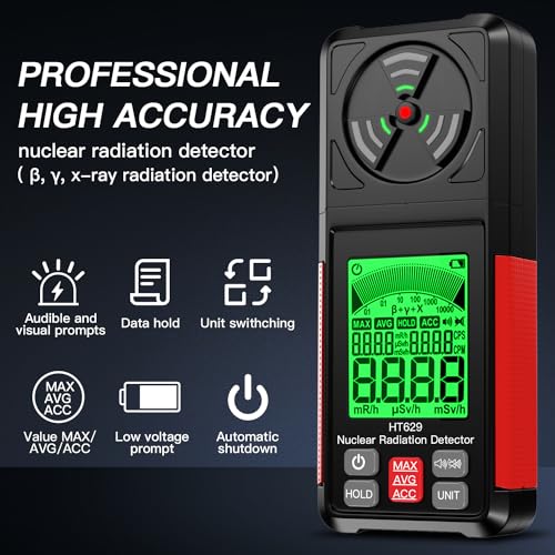 Andwing HT629 Geiger Counter Nuclear Radiation Detector,Electromagnetic Radiation Gamma X-Ray Detection Meter,Portable Radiation Dosimeter thumb #1
