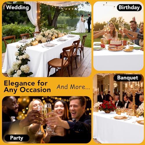 Dailyset 10-Pack White Tablecloths for Rectangle Tables, 60 x 102 Inches, Stain-Resistant Polyester Fabric for 6 Foot Tables - Washable Table Covers for Weddings, Banquets, Birthday, Parties, Events #5