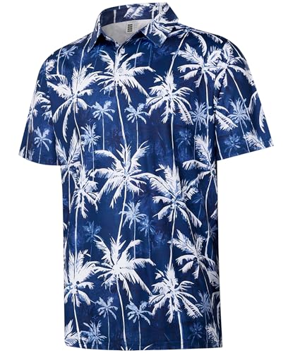 zeetoo Men's Polo Shirts Hawaiian Golf Polos Shirts Short Sleeve Performance Moisture Wicking Mens Golf Shirts