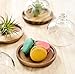 Rikyo Glass Dessert Dome with Wood Base,Mini Cake Stand,Cake Plate Wooden Plates with Dome,Fruit Display Server Tray for Kitchen,Wedding,Appetizer Dessert and Cheese Serving Stand (Round-3.25