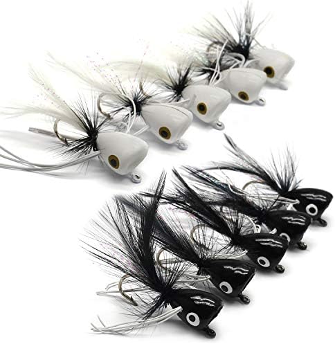 YZD Bass Popper Fly Dry Fly Fishing Flies Kit Panfish Bass Fishing Popper Topwater Bait