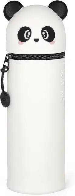 Legami - Trousse Scolaire 2 en 1 en Silicone Souple, Porte-stylos de Table Kawaii