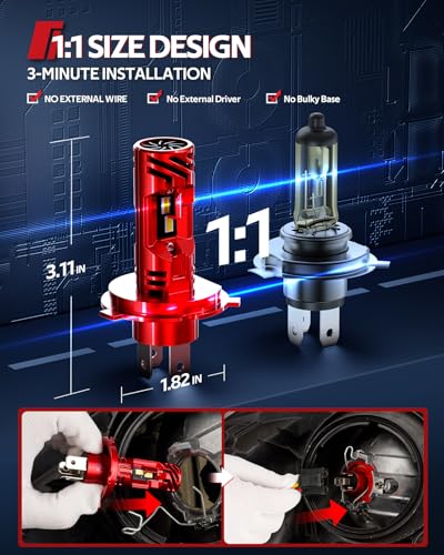 Image of Torchbeam 2026 H4 LED Bulbs, 62000LM 6500K White Light, 80,000Hrs Lifespan, 1000% Brighter, 2-Pack