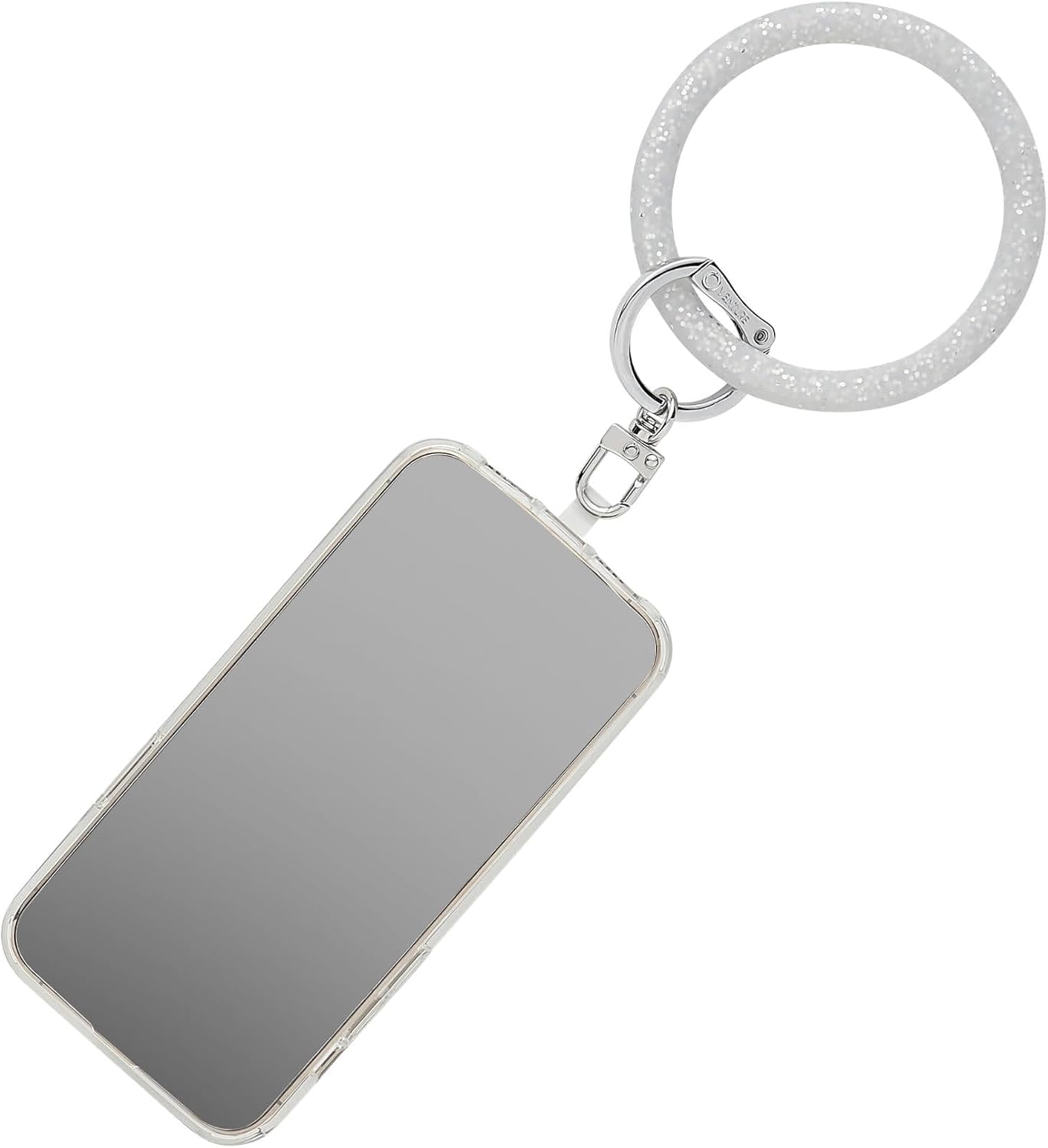 Oventure Phone Bangle Bracelet & Keychain Wristlet for Women - Detachable Wrist Key Ring Bracelet with Tether Tab - Fits iPhone, Galaxy, Pixel, and Other Phone Cases (Silver)