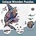 Delobil Wooden Puzzles for Adults, Shark Jigsaw Puzzles 200 Pieces, Unique Shape Puzzles with Wooden Box, 11.3 x 11.3 Inches Family Game Gift, Fun Challenging Puzzles for Adults and Kids