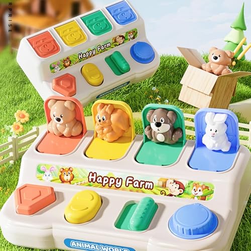 Image of BeFunky Baby Pop Up Toy- Colorful Cause and Effect Toys for Babies 9 Months Montessori Toy Toddler Infant Toys Sensory Interactive for Early Learning Development (Farm Animals)