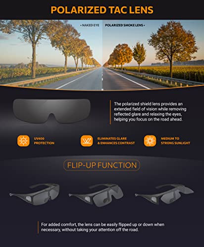 Polarized Sunglasses Fit Over Prescription Glasses for Men Women Flip Up Shield Wrap Around Driving Shades4