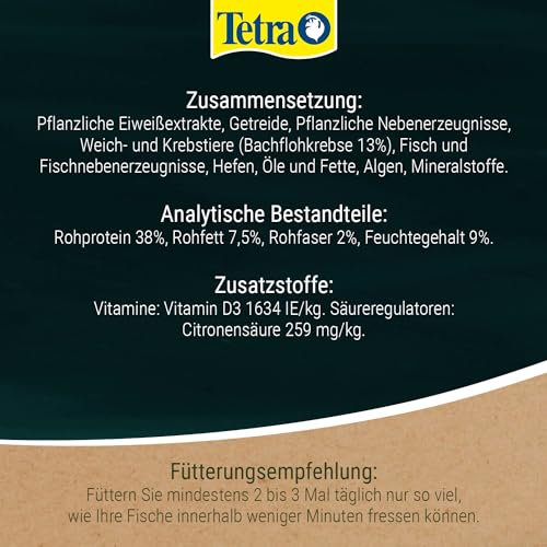 Tetra Pond Goldfish 3in1 Mix - Fischfutter-Mischung aus Flocken, Sticks und Gammarus für alle Goldfische und Kaltwasserfische im Teich, 4 L Beutel