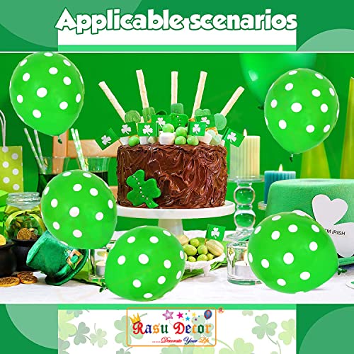 Image of RasuDecor 10 Pieces 12 inch Polka Dot Latex Balloon Green and White Dot Colorful Balloons, 12 Inch Latex Polka Dots Balloons for Kids Women Men Birthday Easter Engagement Wedding, Halloween Party Supplies Decor #RasuImpex (10Pcs 12 inchPolkaDotGreenWhite)