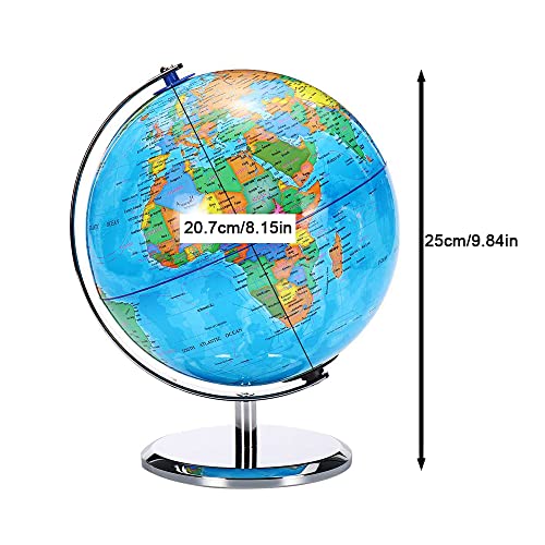 8.15 Inch World Globe World Map Rotating Bracket With Led Lights Educational Globe Office Desktop Decoration #TOP1