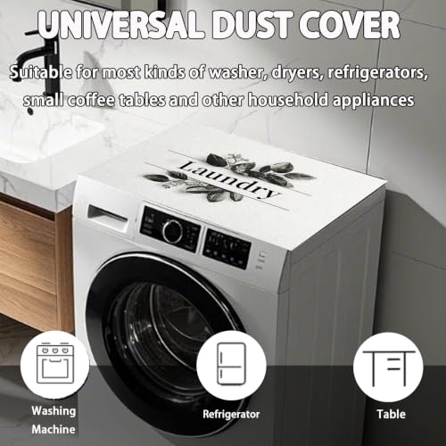 Image of Washer Dryer Top Cover Mat, Non-Slip Laundry Room Decor, Laundry Room Kitchen Appliance Decor Protector Universal 23.6 inchx19.7 inch (Laundry 2)