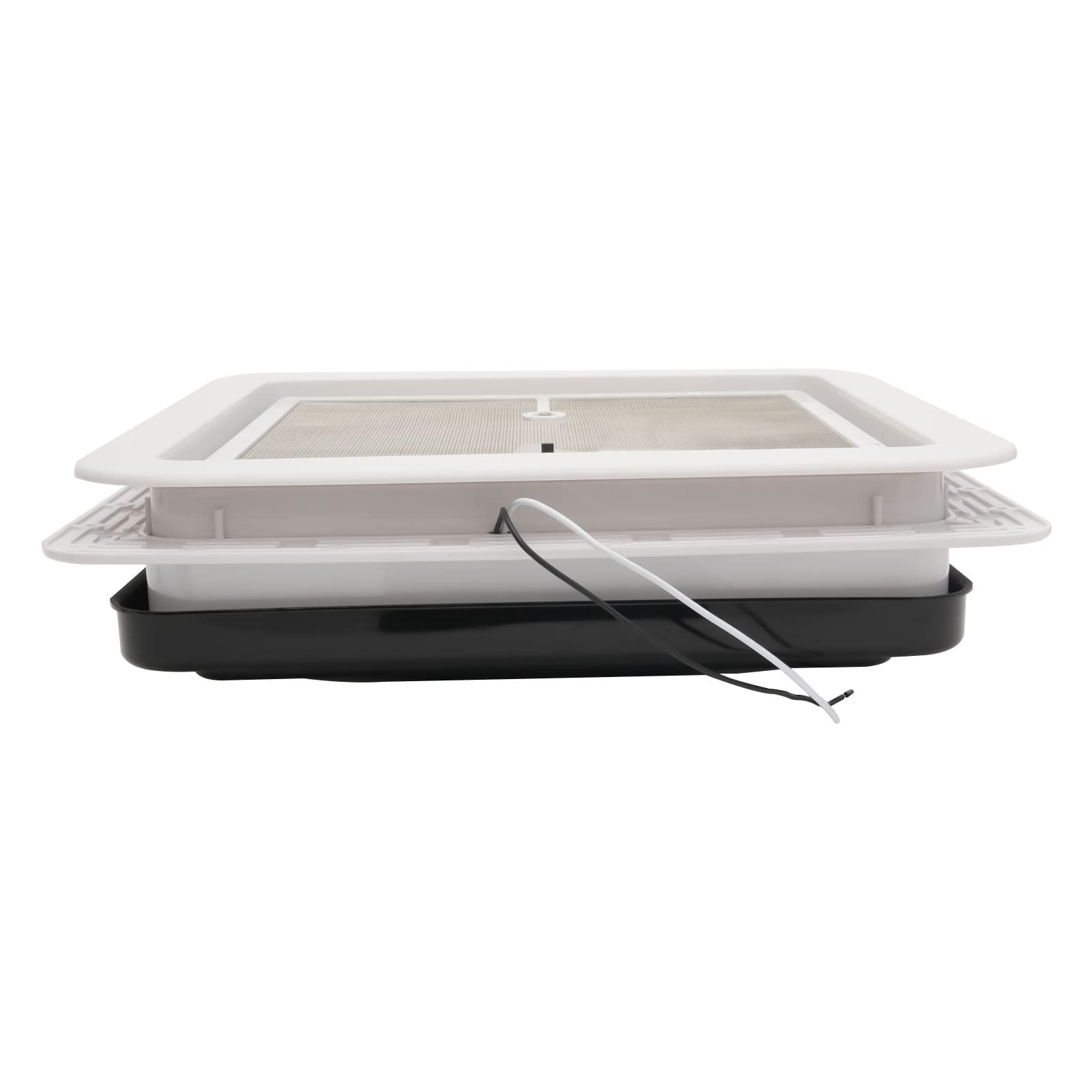 Fenêtre de toit transparente - 42 x 42 cm - Avec fenêtre de ventilation - Pour caravane, camping-car, caravane noir/blanc