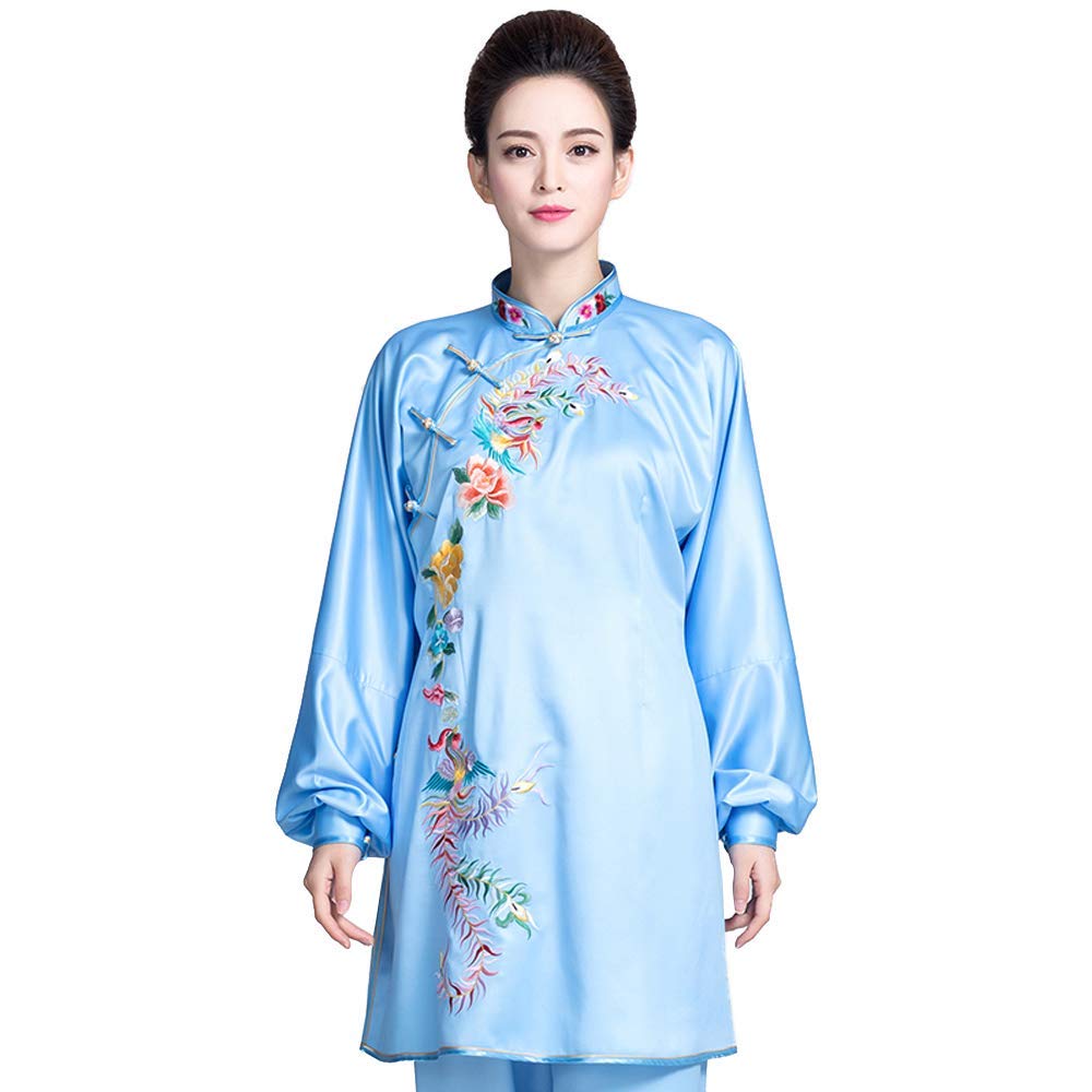 Uniforme Tai Chi da Donna, Abbigliamento Tai Chi Traspirante - per Eseguire Esercizi di Tai Chi,Blu-S (Blu L)