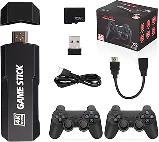 KOBONA Retro Classic Video Game Console Built-in 30000+/40000+Games with 64GB/128GB Card,HD 4K Wireless USB Game Console Plug and Play TV Stick with 2.4G Wireless Control Gamepads Adults Kids Gift