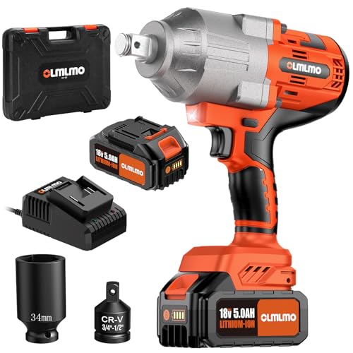 olmlmo 1600Nm/1180Ft-lbs Avvitatore A Impulsi a Batteria, Professional 3/4' Elevata Avvitatori a...