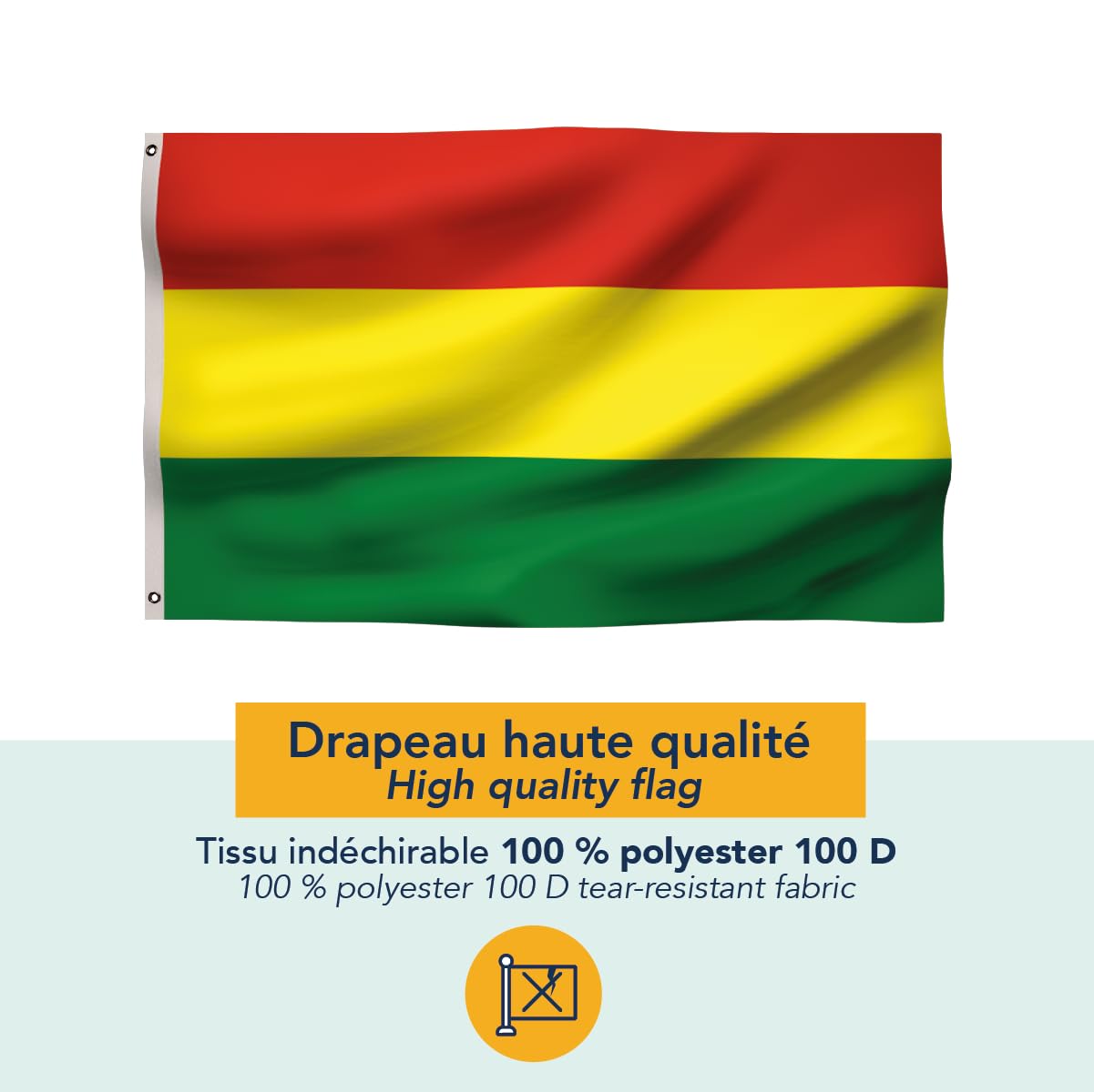 Flaga Boliwijska Premium 150x90cm - Wytrzymała i wysokiej jakości flaga Boliwii z 2 metalowymi oczkami - bądź dumny z noszenia swoich kolorów!