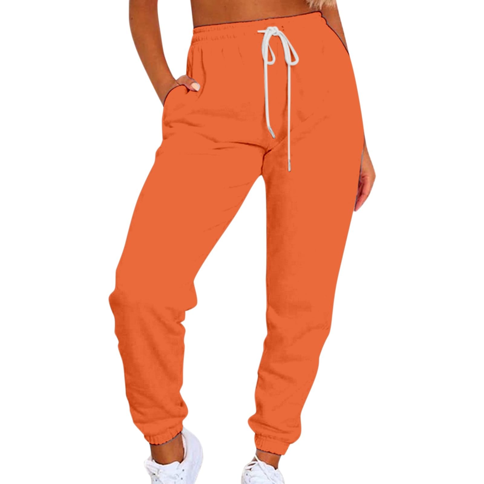 Pantaloni da corsa da donna lunghi con tasca, pantaloni sportivi a vita