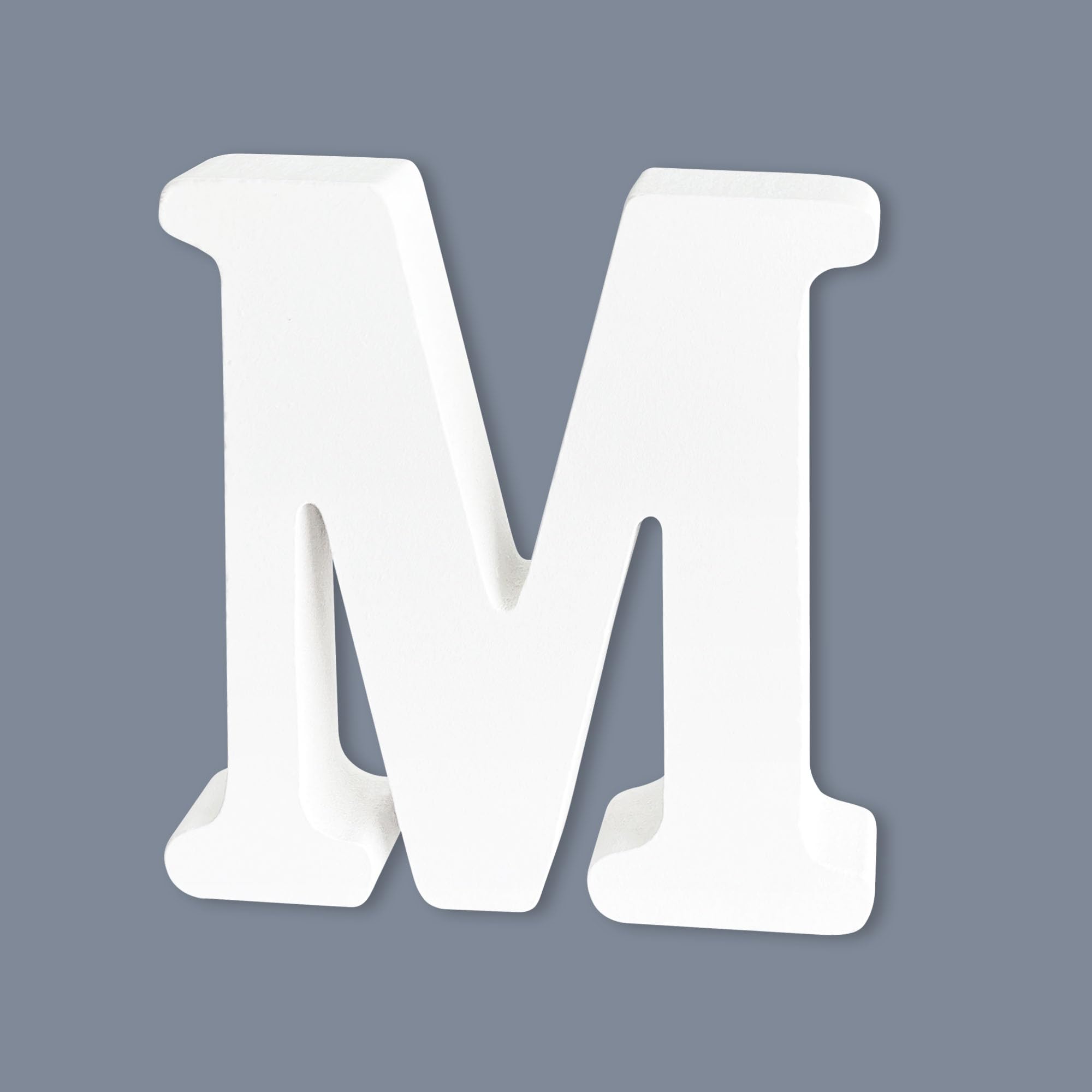 White Unfinished Wooden Letters for Crafts, 6 Inch Wood Standing Letters for Decoration, Marquee Letters, Party Projects, Letter M