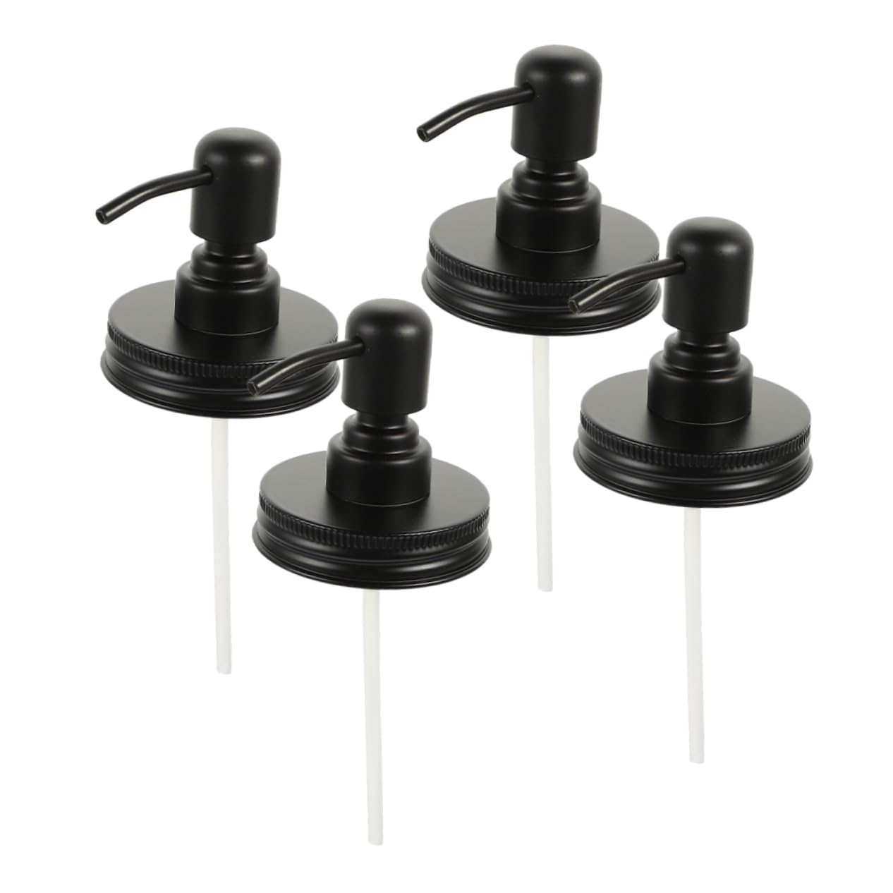Cabilock 4 Tapas Dispensadoras de Bomba para Frascos Mason, Acero Inoxidable, para Jabón Líquido y Loción, Control de Dosis, Estilo Rústico, Adecuado para Baño y Cocina