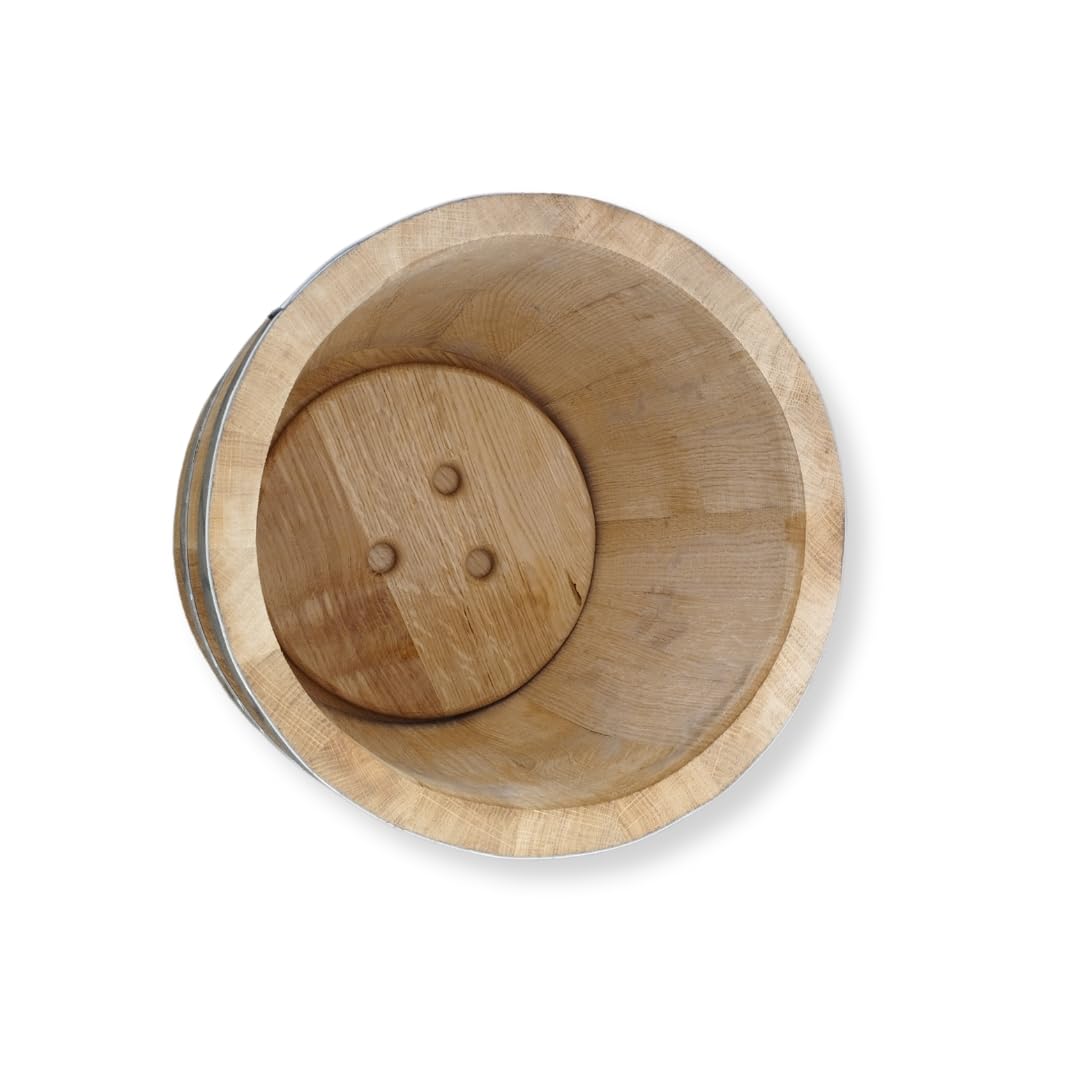Sauerkrautfass 10L aus Eichenholz – Handgemachtes Gärfass mit Deckel & Gewicht – Holzfass zum Einlegen von Gemüse, Kimchi, Gurken – Naturbelassenes Fermentationsfass