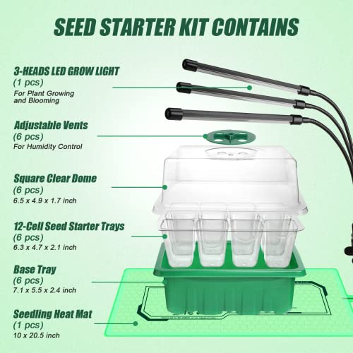 Ylyycc With Humidity Dome And Seedling Heat Mat Seedling Starter Trays For Seed Starter,Seed Growing Germination Kit,Plant Propagation Kit #TOP1