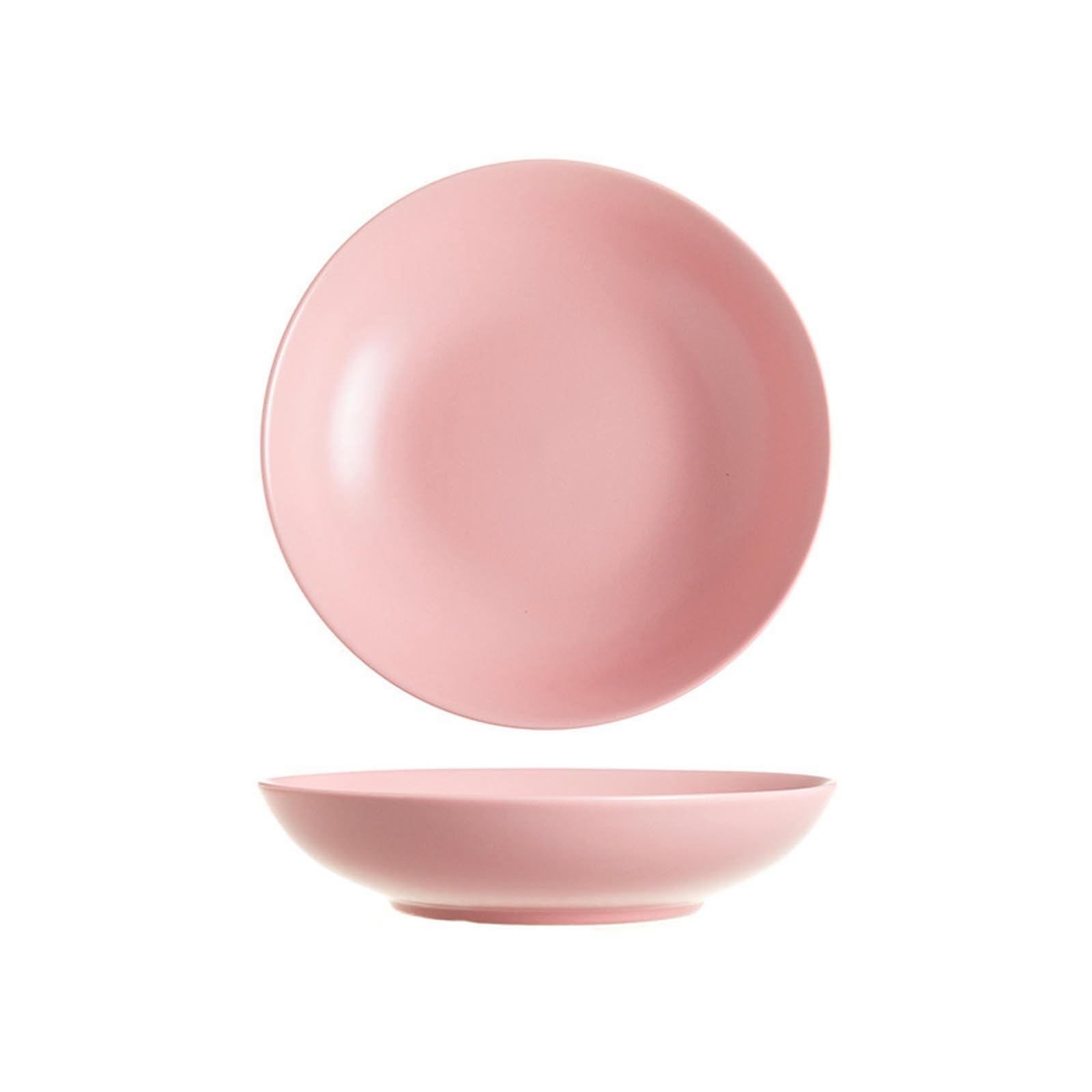 Western Home - Plato minimalista de cerámica para ensalada de carne y pasta - rosa - plato de 9 pulgadas de profundidad