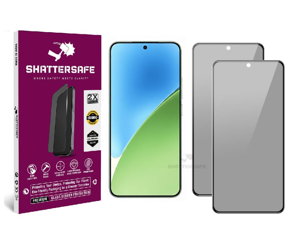 Image of Anti-Spy Privacy Tempered Glass Compatible For Xiaomi 15 [Pack of 2]. 9H Hardness, Anti-Scratch, Edge-to-Edge Protection With Easy Installation Kit & Case Friendly Fit.