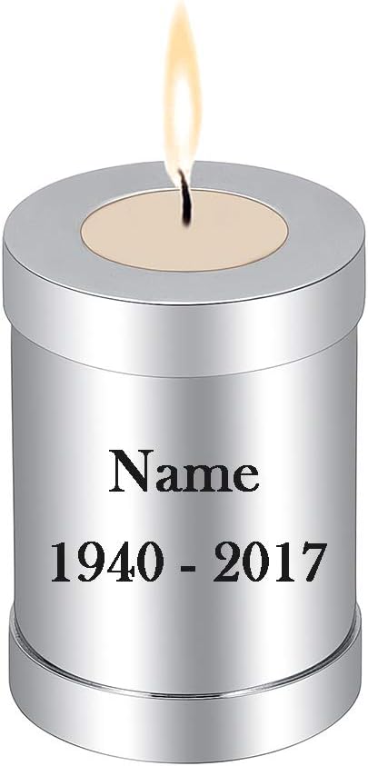 SHEIL Engraved Name/Date Stainless Steel Cremation Jar for Ashes for Human/Pet Keepsake Memorial Urn Jewelry
