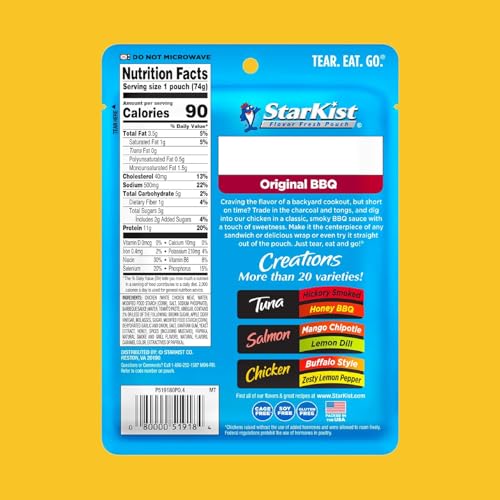 Image of StarKist Chicken Creations Variety Pack, 2-Pack Trial (Premium White Chicken & Original BBQ), Ready-to-Eat Chicken Pouches, 11g-15g Protein, On-the-Go Snack or Meal
