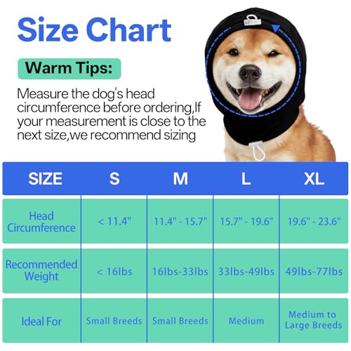 Image of MIGOHI No Shake Ear Wrap for Dogs - Breathable Dog Ear Protection for Hematoma,Stop Shaking & Scratching,Dog Ear Muffs for Grooming, Calming Hoodie for Dogs Separation,Thunderstorms,L,Black
