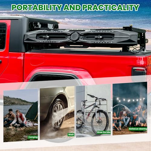 Just-V 7-Gallon Water Tank with Camping Shower for Off-Road Vehicles, Pick-up Trucks,SUV,Outdoor Activities Water Supply Construction Black Roof Rack Mount by Just-V - Image 3