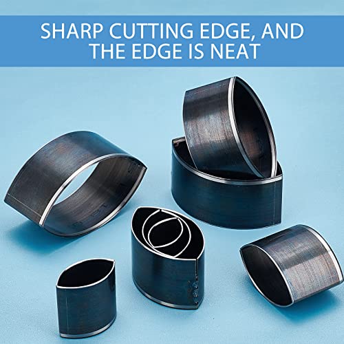 SUPERDANT 8pcs Fusiform Shape Leather Die Cutter High Carbon Steel Hollow Punching Tool with Box Cutting Mold Punching Die Set for Handmade DIY Leather Craft Stainless Steel Color - Image 4