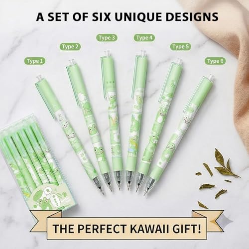 Set de 12 bolígrafos gel retráctiles con diseño de rana y tinta negra miniatura 5