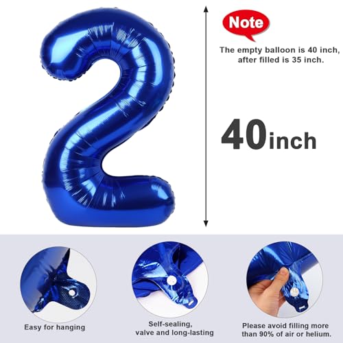 Image of 2 Balloon Numbers Birthday Decorations, 40In Navy Blue Balloons for Party | Eye-catching Appearance, Perfect Decorative Centerpieces, Convenient Self-sealing Structure, Widely for Various Occasions