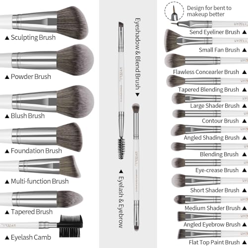 Makeup Brush Set 22Pcs Professional Makeup Brushes Foundation Blush Angle Eyeliner Blending Concealers Eyeshadow Brush Premium Synthetic Makeup Brush Set with Brush Bag - Image 2